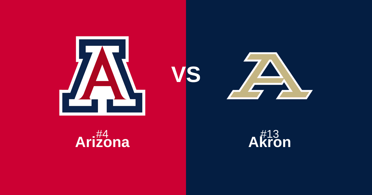 #4 Arizona vs #13 Akron Free Pick and Prediction β March 21