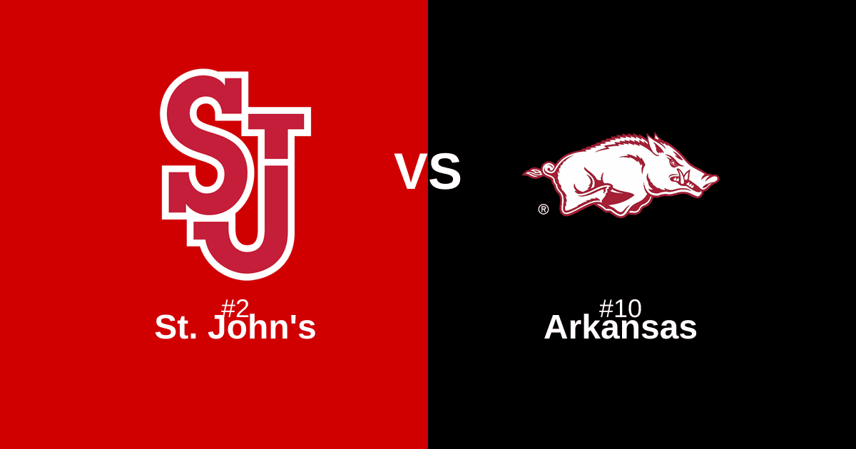 #2 St. John's vs #10 Arkansas Free Pick and Prediction β March 22
