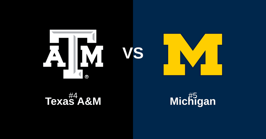 Featured image for #4 Texas A&M vs #5 Michigan Free Pick and Prediction β March 22