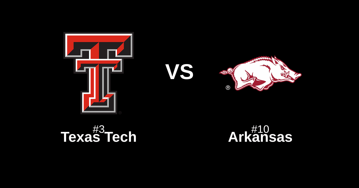 #3 Texas Tech vs #10 Arkansas Free Pick and Prediction β March 27